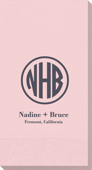 Framed Rounded Monogram with Text Guest Towels